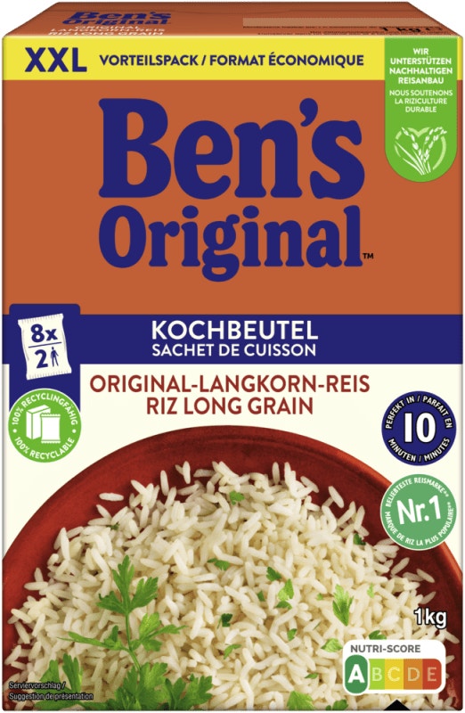 BEN'S ORIGINAL™ Original-Langkorn-Reis 10-Minuten im Kochbeutel 1kg