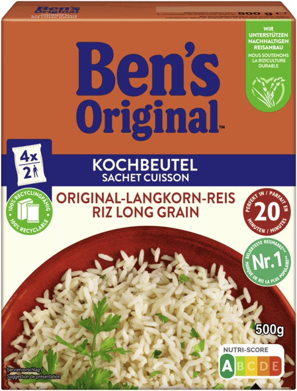 BEN'S ORIGINAL™ Original-Langkorn-Reis 20-Minuten im Kochbeutel 500g