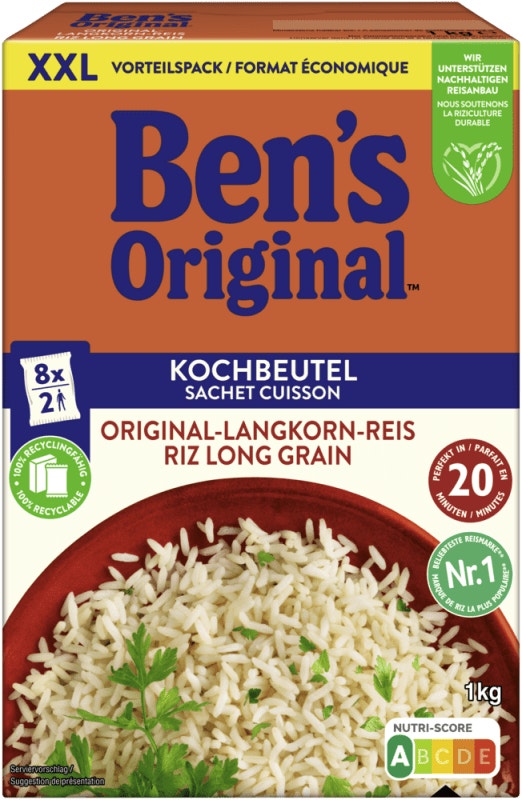 BEN'S ORIGINAL™ Original-Langkorn-Reis 20-Minuten im Kochbeutel 1kg
